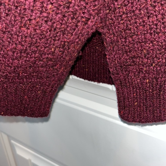 Maroon Lands End warm chunky cable knit wool blend sweater size 1X - Picture 7 of 10